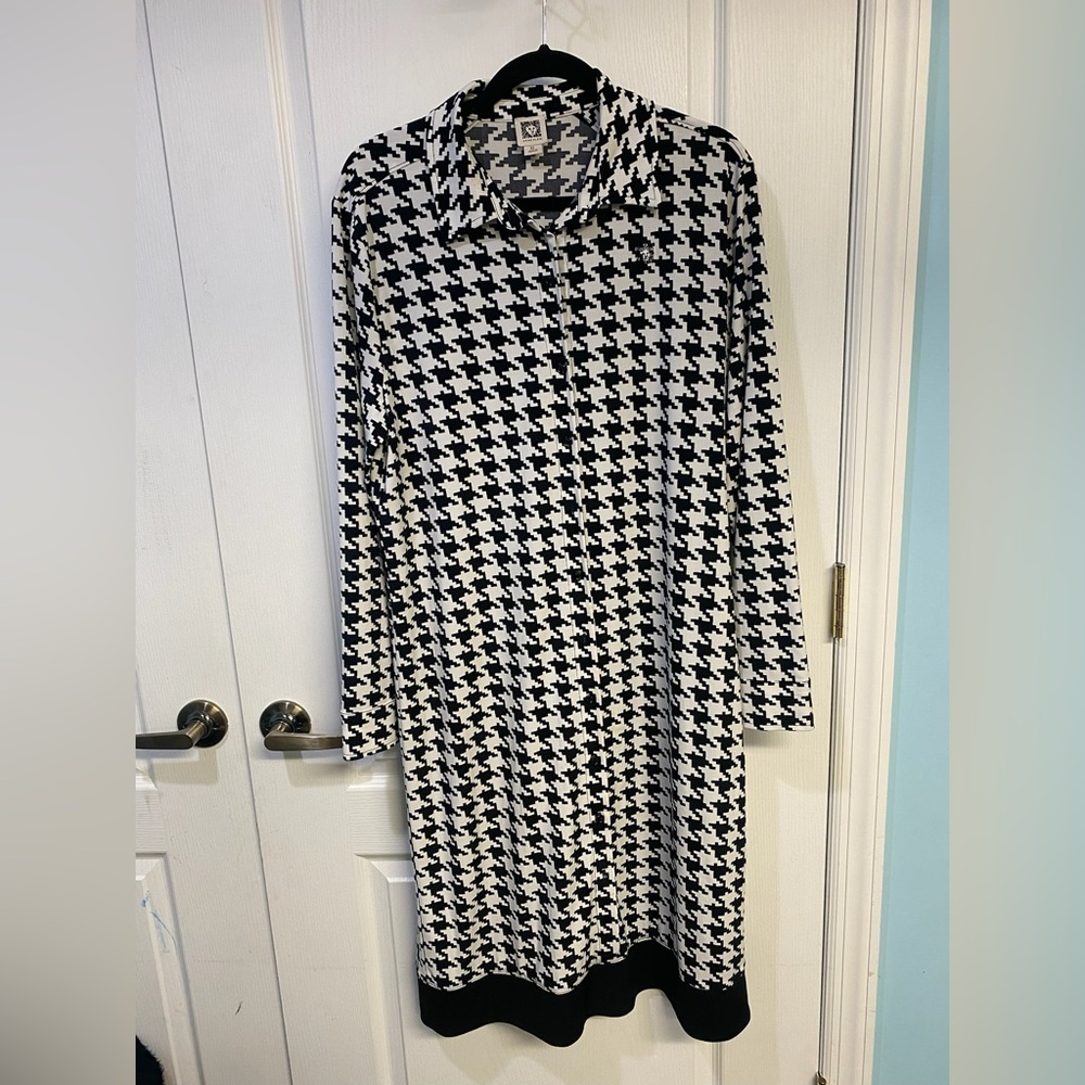 Chico's Black and White Houndstooth Dress